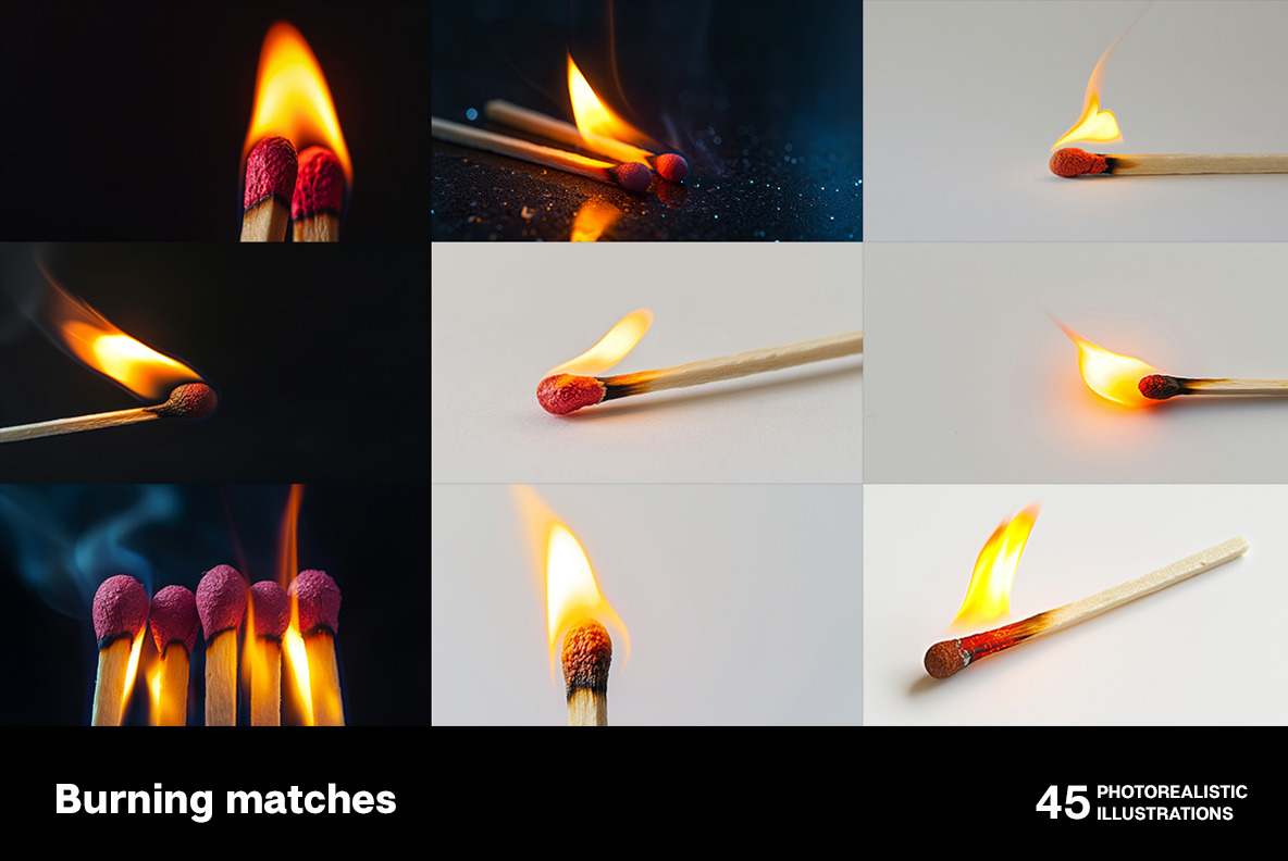 Burning matches Burning matches