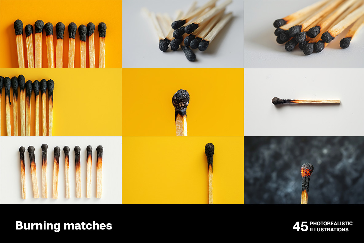 Burning matches Burning matches