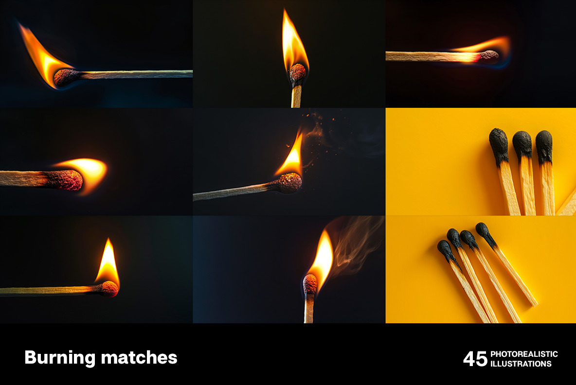 Burning matches Burning matches