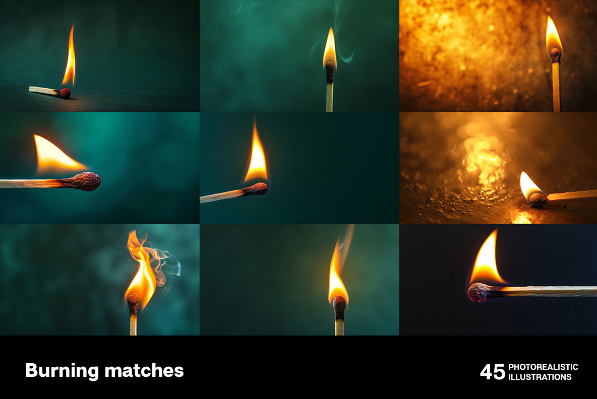 Burning matches Burning matches