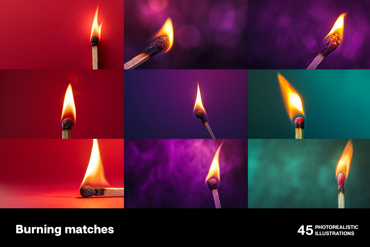 Burning matches Burning matches
