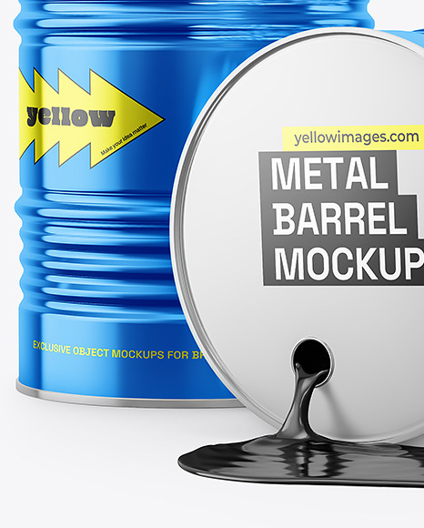 Metal Oil Barrels Mockup