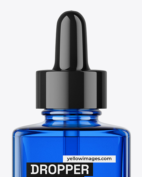 Blue Glass Square Dropper Bottle Mockup