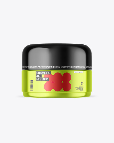 Metallic Cosmetic Jar Mockup - Metallic+Cosmetic+Jar+w/+Patches+Mockup