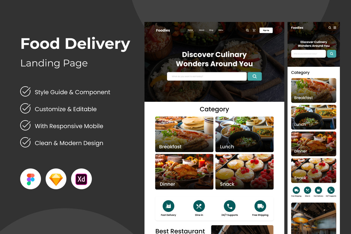 Foodies - Food Delivery Landing Page