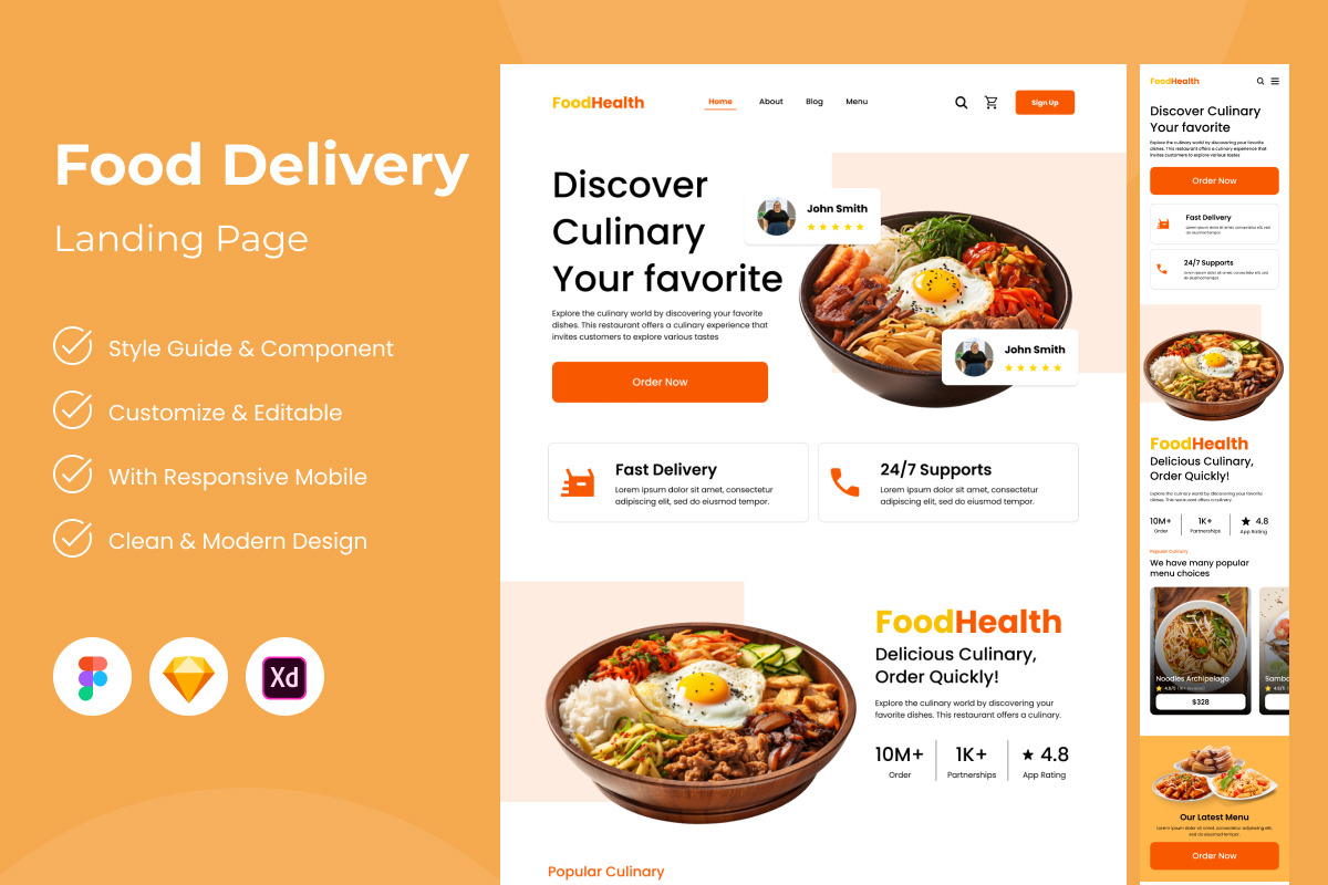 FoodHealth - Food Delivery Landing Page