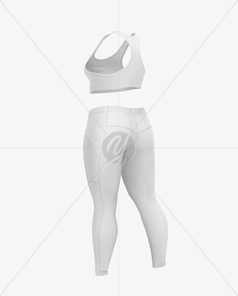 Women's Plus Size Fitness Kit Mockup – Back Half Side View