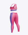 Women's Plus Size Fitness Kit Mockup – Back Half Side View