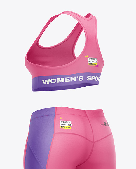 Women's Plus Size Fitness Kit Mockup – Back Half Side View