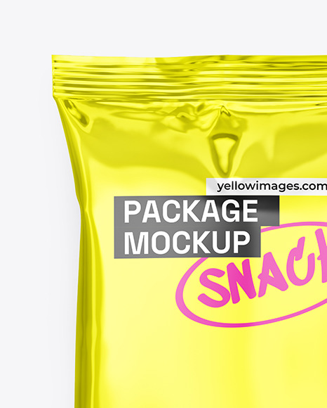 Glossy Metallic Snack Package Mockup