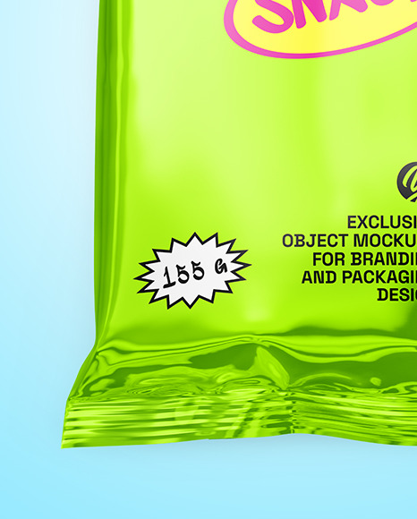 Glossy Metallic Snack Package Mockup