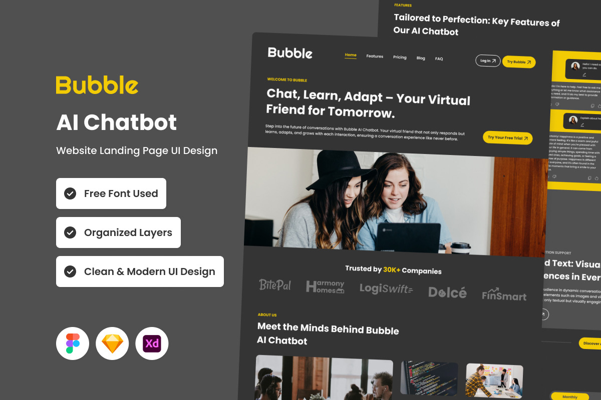 Bubble - AI Chatbot Website Landing Page V2