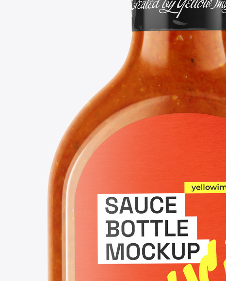 Glass Bottle with Chili Sauce Mockup