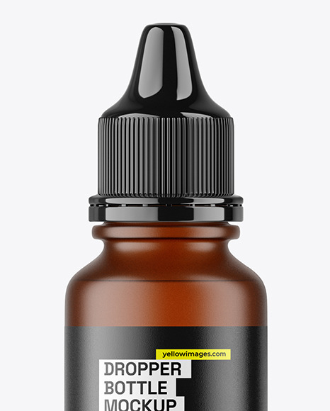 Amber Frosted Bottle with Dropper Tip Mockup