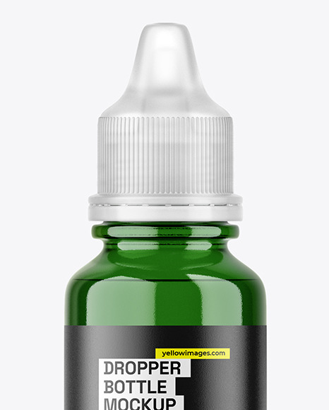 Green Bottle with Dropper Tip Mockup