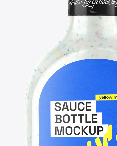 Glass Bottle with Tartar Sauce Mockup