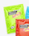 Three Glossy Sachets Mockup