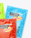 Three Glossy Sachets Mockup