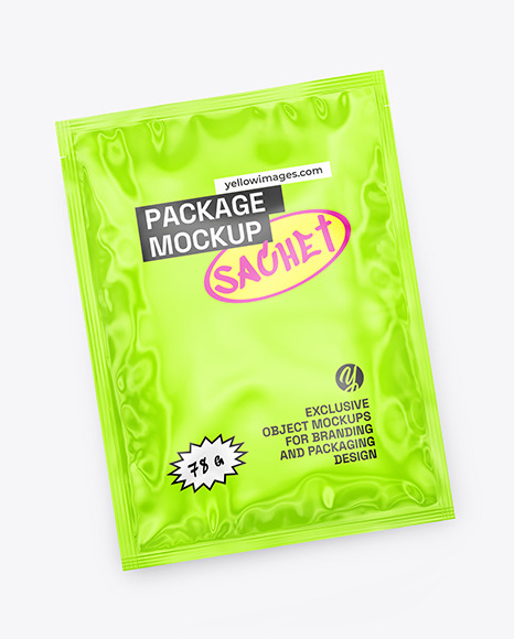 Three Glossy Sachets Mockup