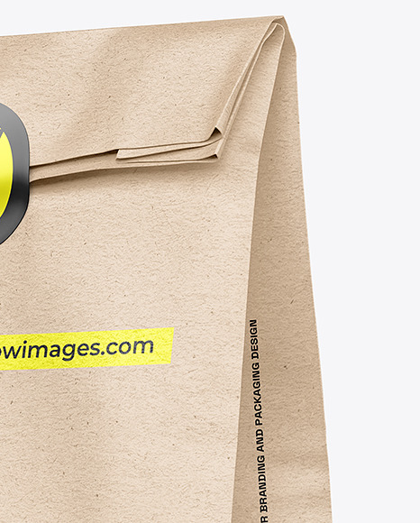 Kraft Paper Fast Food Bag w/ Sticker Mockup