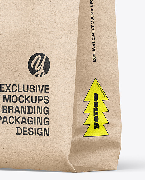 Kraft Paper Fast Food Bag w/ Sticker Mockup