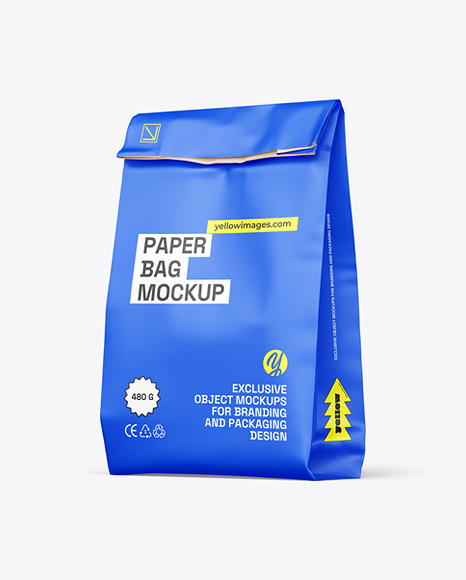 Fast Food Paper Bag w/ Sticker Mockup