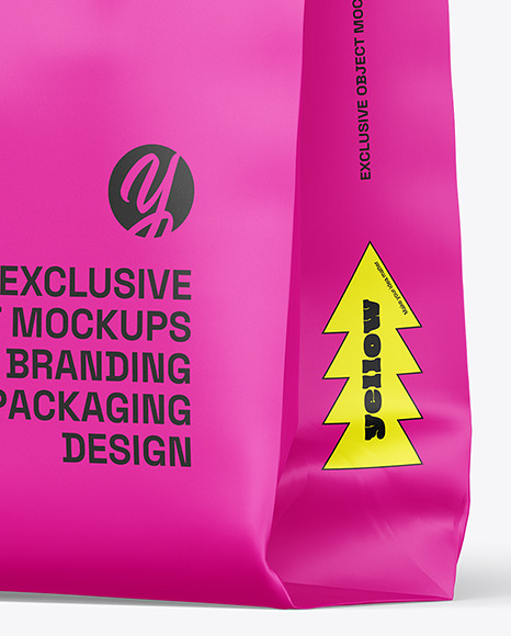 Fast Food Paper Bag w/ Sticker Mockup