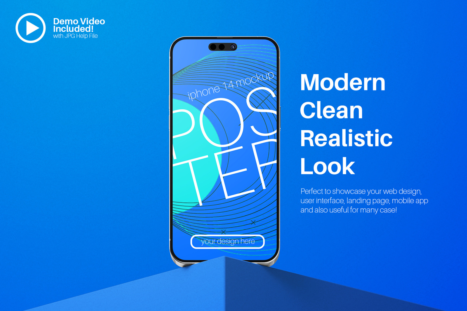 iPhone 14 Screen PSD Mockup Set in Modern Minimal Scene