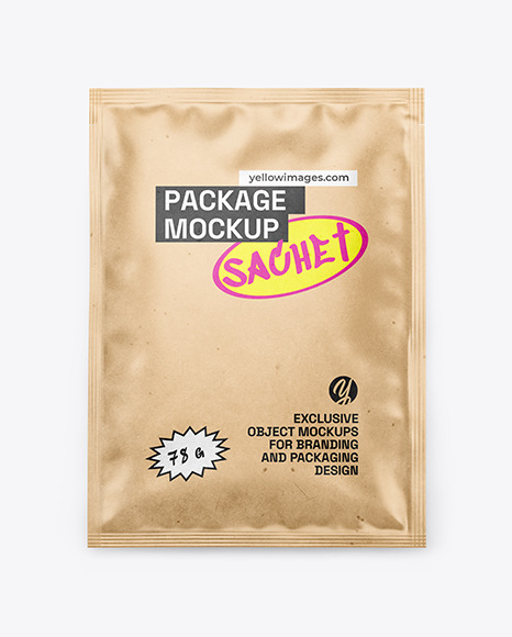 Three Kraft Sachets Mockup