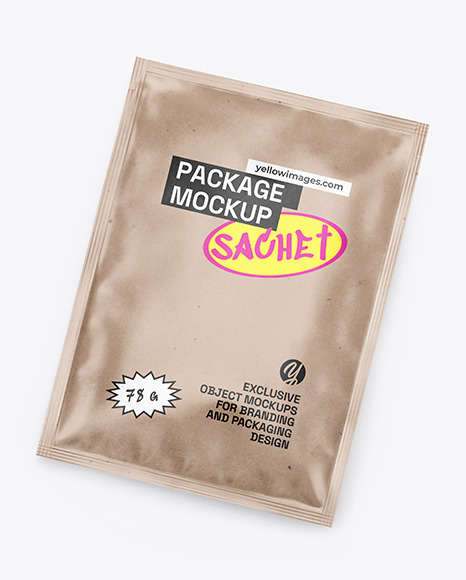 Three Kraft Sachets Mockup