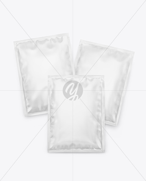 Three Matte Sachets Mockup