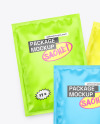 Three Matte Sachets Mockup