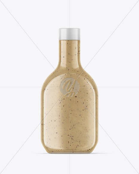 Glass Bottle with Mushroom Sauce Mockup