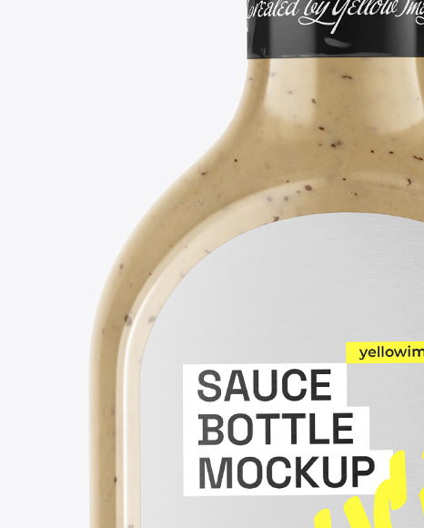 Glass Bottle with Mushroom Sauce Mockup