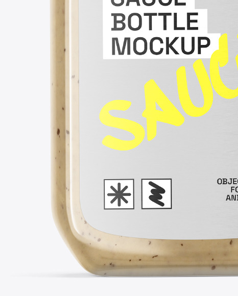 Glass Bottle with Mushroom Sauce Mockup