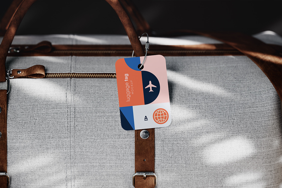 Luggage Tag with Cable Loop Mockup Luggage Tag with Cable Loop Mockup