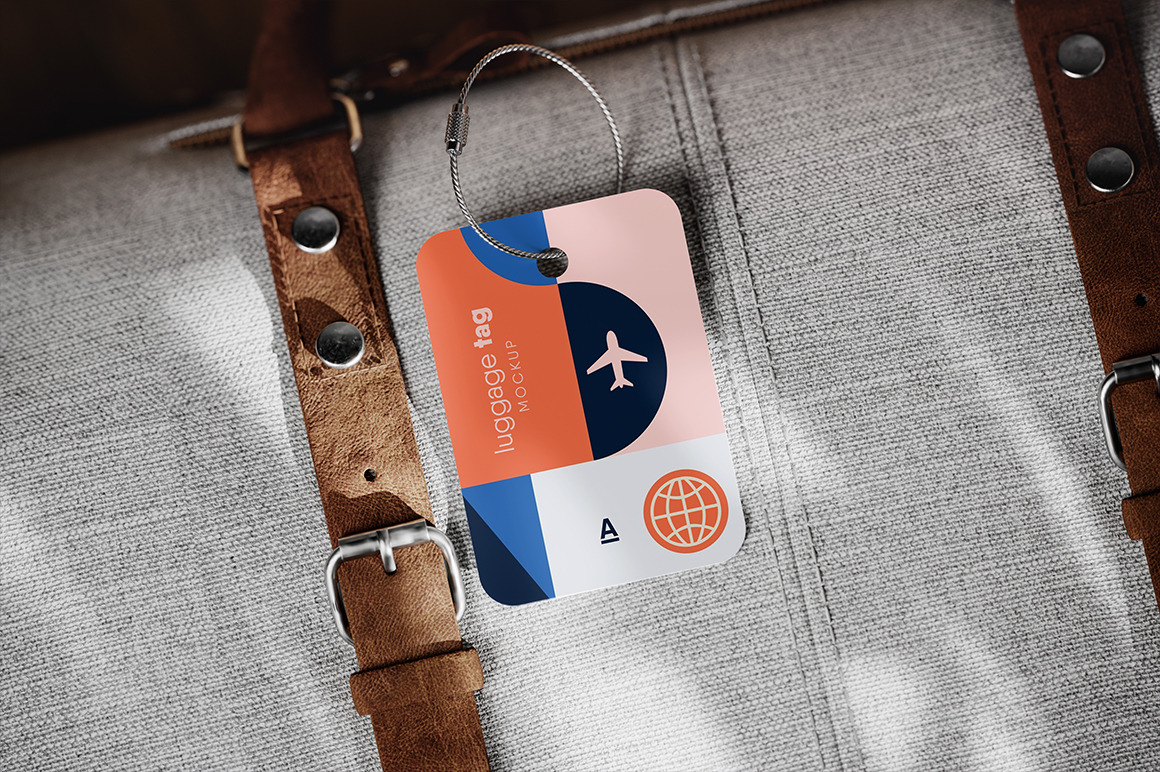 Luggage Tag with Cable Loop Mockup Luggage Tag with Cable Loop Mockup