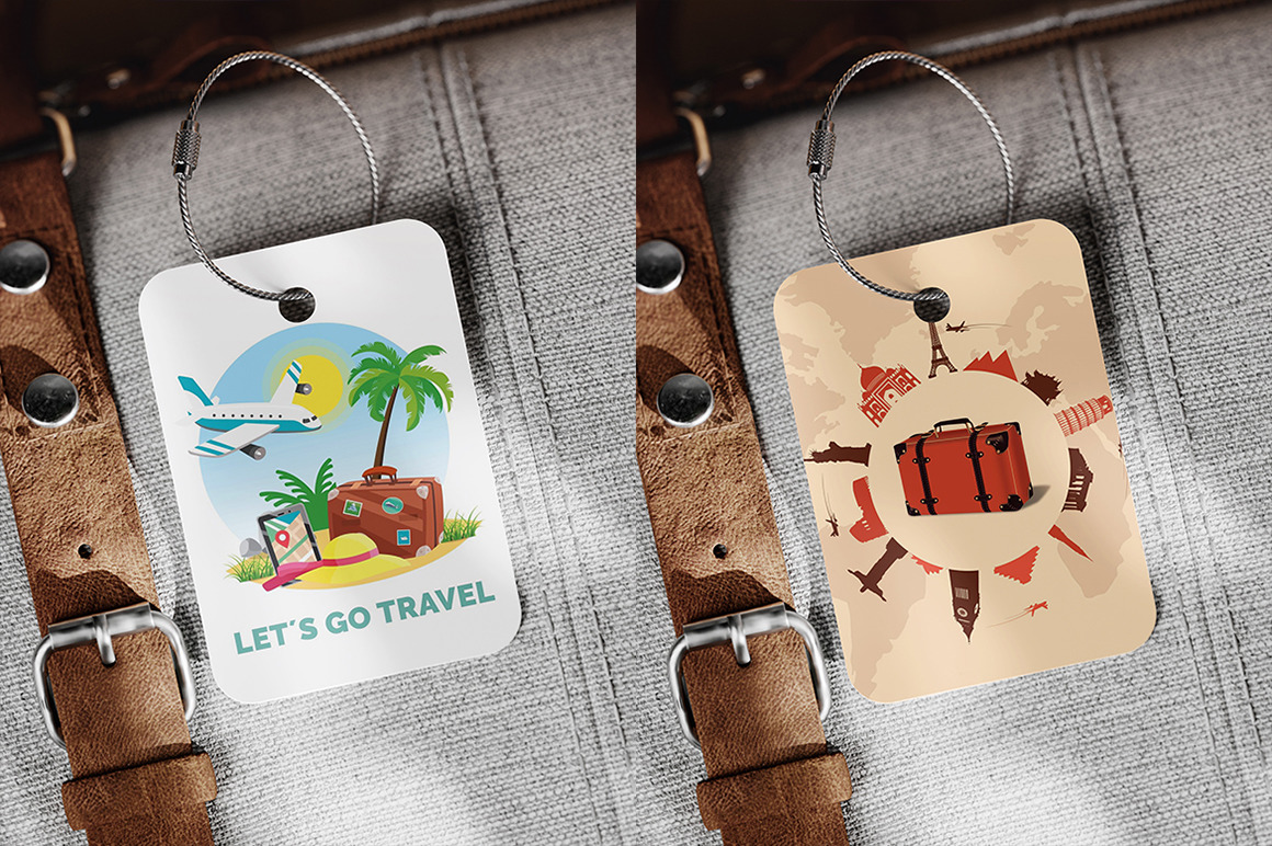 Luggage Tag with Cable Loop Mockup Luggage Tag with Cable Loop Mockup