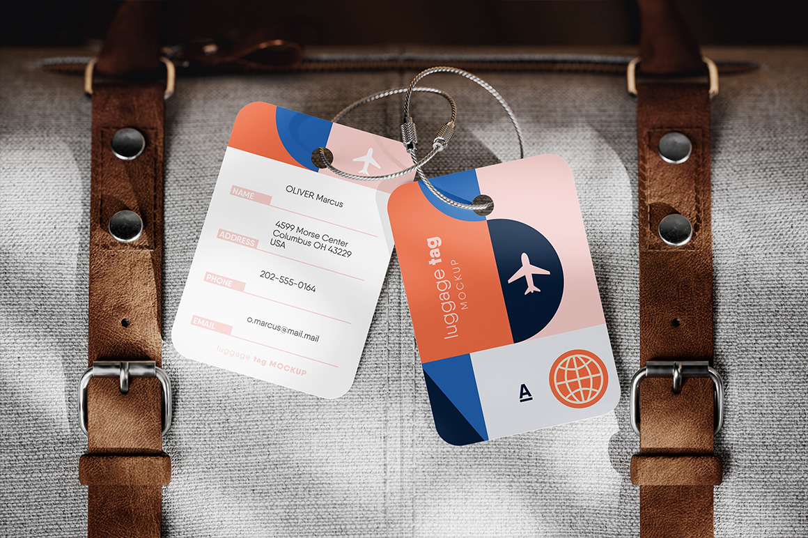 Luggage Tag with Cable Loop Mockup Luggage Tag with Cable Loop Mockup