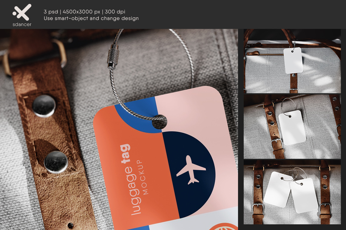 Luggage Tag with Cable Loop Mockup Luggage Tag with Cable Loop Mockup