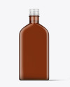 Flat Amber Frosted Bottle Mockup Flat Amber Frosted Bottle Mockup