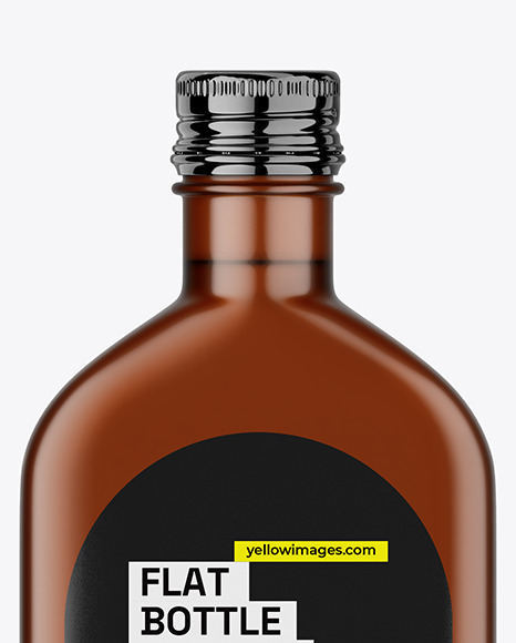 Flat Amber Frosted Bottle Mockup Flat Amber Frosted Bottle Mockup