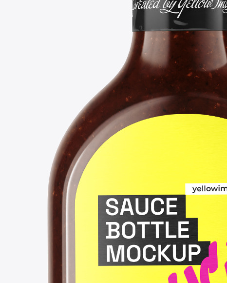 Glass Bottle with BBQ Sauce Mockup