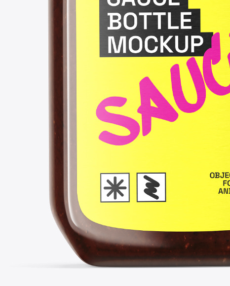 Glass Bottle with BBQ Sauce Mockup