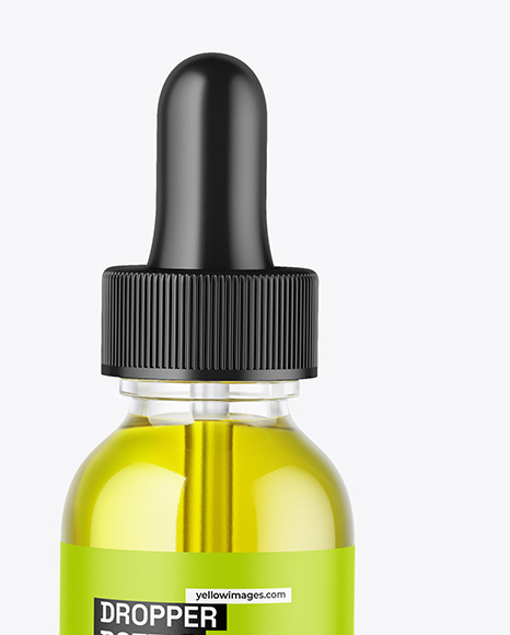 Two Clear Glass Dropper Bottle with Oil Mockup