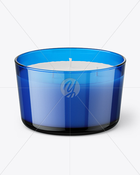 Blue Glass Candle Mockup