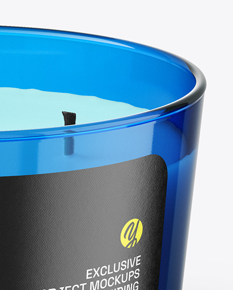 Blue Glass Candle Mockup