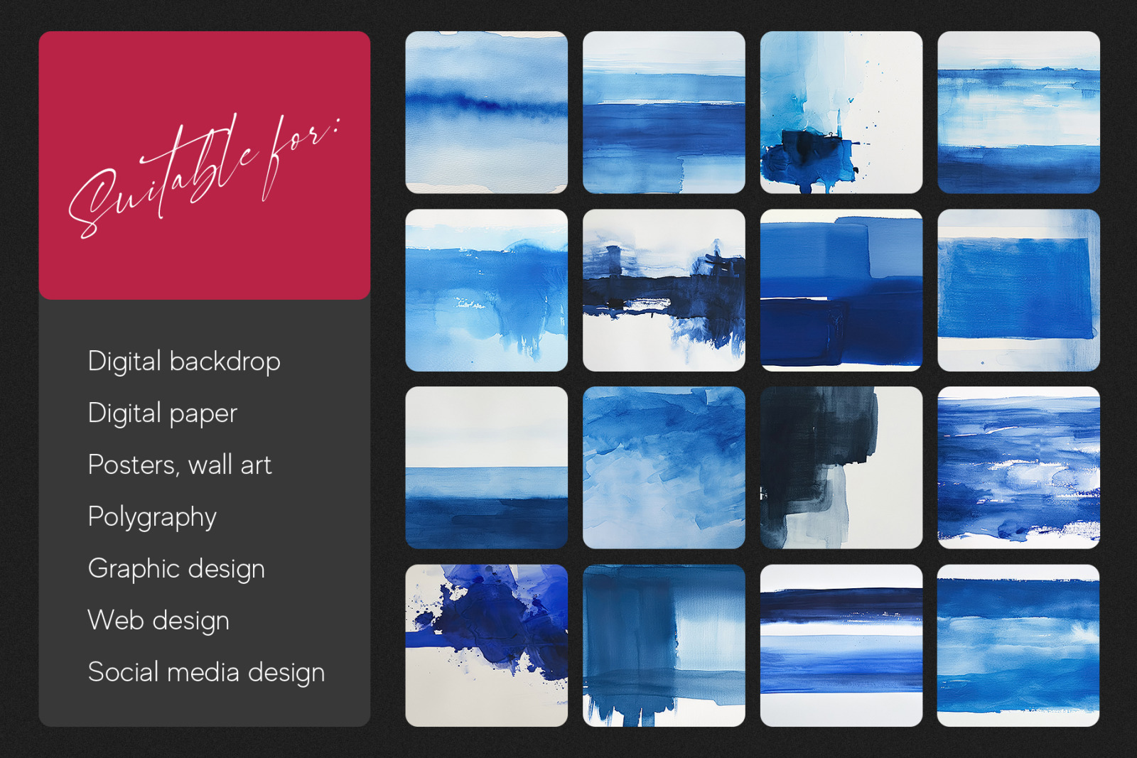 Watercolor Strokes Navy Blue Texture Pack