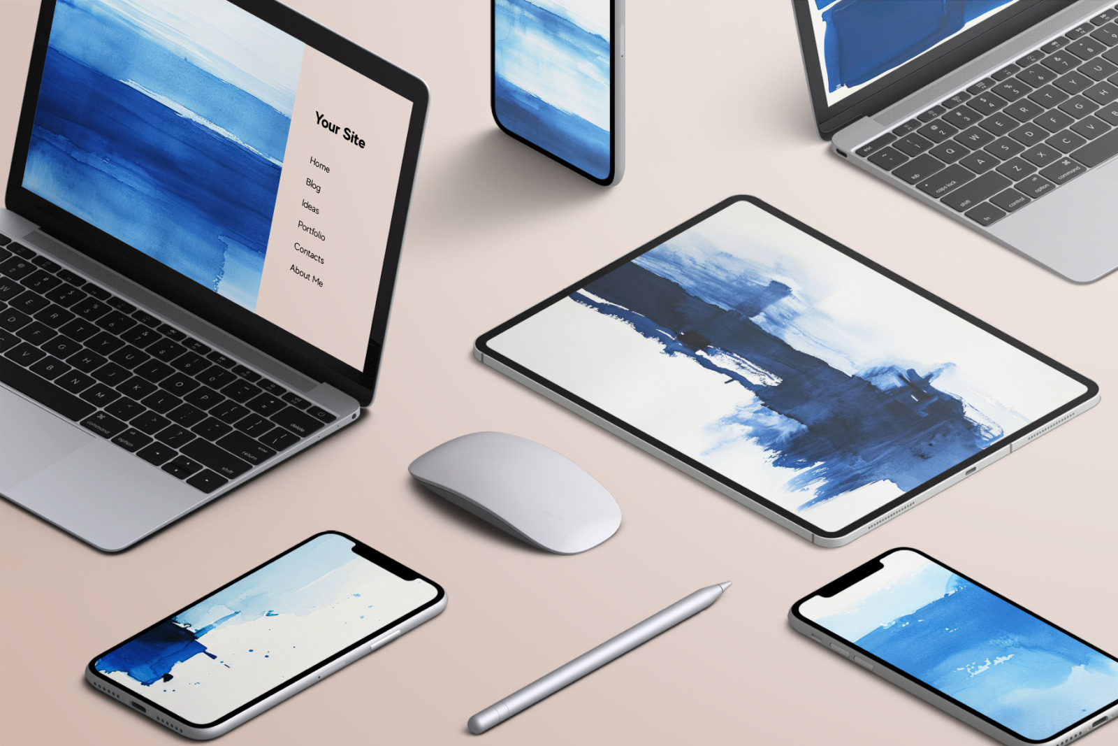 Watercolor Strokes Navy Blue Texture Pack