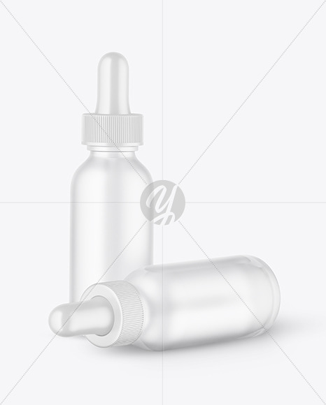 Two Frosted Glass Dropper Bottles Mockup